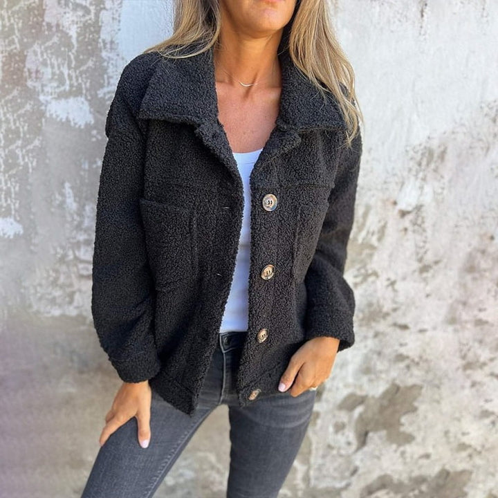 Women's Teddy Jacket with Chest Pockets - Ivy - Black