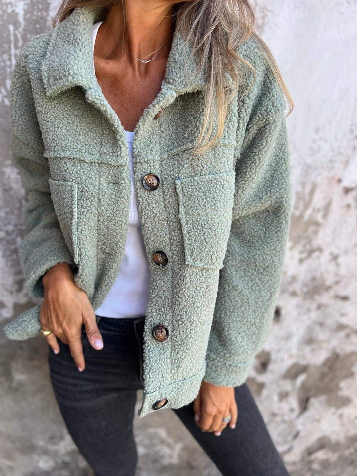 Women's Teddy Jacket with Chest Pockets - Ivy - Sage
