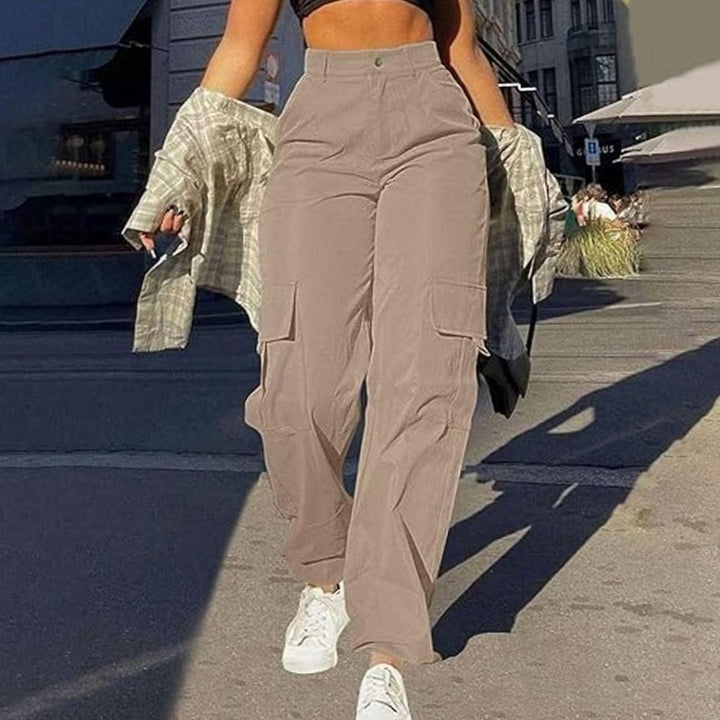 Women's Wide Leg Cargo Pants with Flap Pockets - Lorelei - Taupe